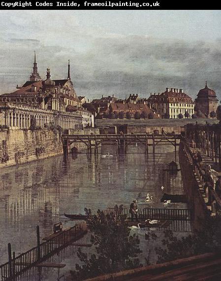 Bernardo Bellotto Ansicht von Dresden, Der alte Wassergraben des Zwingers, von der Orangerie Richtung Stadt aus gesehen